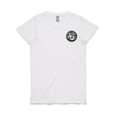 White logo on black background women's tee Thumbnail