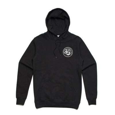 Black hoodie with white logo Thumbnail