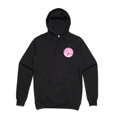 Black or grey hoodie with pink logo Thumbnail
